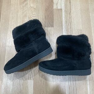 White Mountain Black Faux Fur Winter Boots